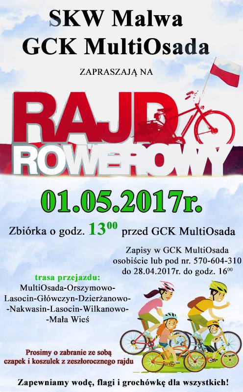 rajd rowerowy 1 maja Mała Wieś - orszymowo