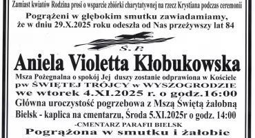 Zmarła moja Mama Aniela Violetta Kłobukowska
